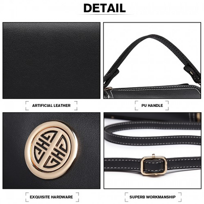 Miss Lulu Leather Look Dual Zipped Handbag - Black | Elegant & Versatile