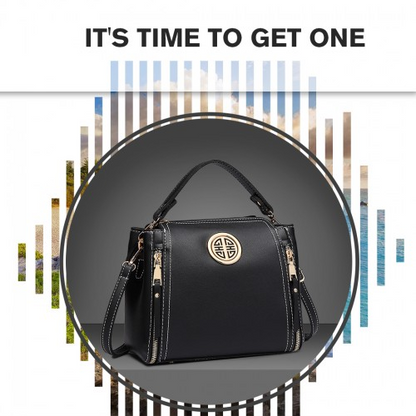 Miss Lulu Leather Look Dual Zipped Handbag - Black | Elegant & Versatile
