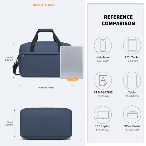 Kono Lightweight Multi Purpose Unisex Sports Travel Duffel Bag - Navy