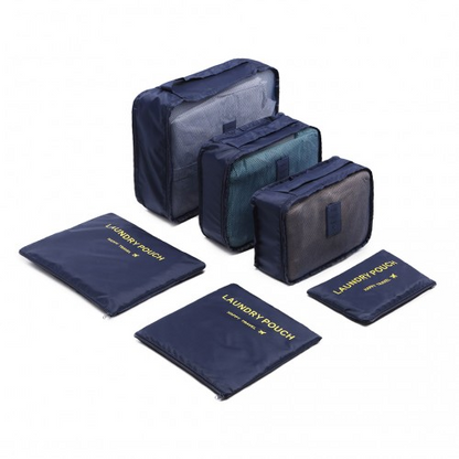 Kono 6 Piece Polyester Travel Luggage Organiser Bag Set - Navy