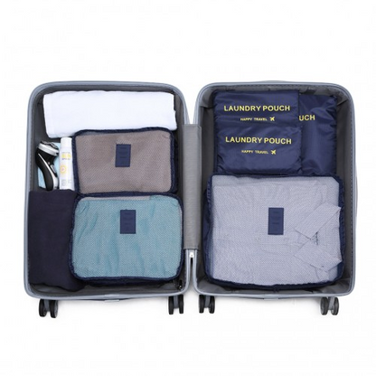Kono 6 Piece Polyester Travel Luggage Organiser Bag Set - Navy