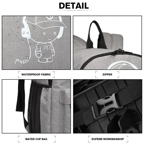 Kono Multi-functional Glow-in-the-Dark Trolley Backpack - Grey | E6877 Travel & Business Essential