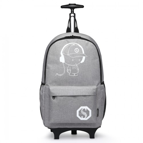 Kono Multi-functional Glow-in-the-Dark Trolley Backpack - Grey | E6877 Travel & Business Essential