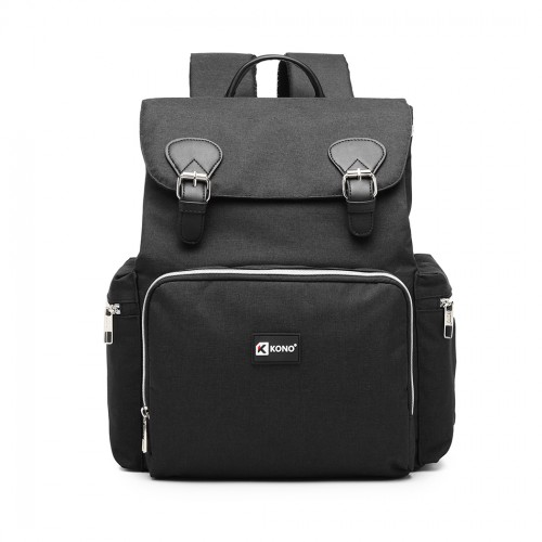 Kono Travel Baby Changing Backpack with USB Charging Port - Black | Spacious & Durable Diaper Bag for Traveling Parents