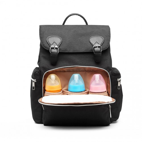 Kono Travel Baby Changing Backpack with USB Charging Port - Black | Spacious & Durable Diaper Bag for Traveling Parents