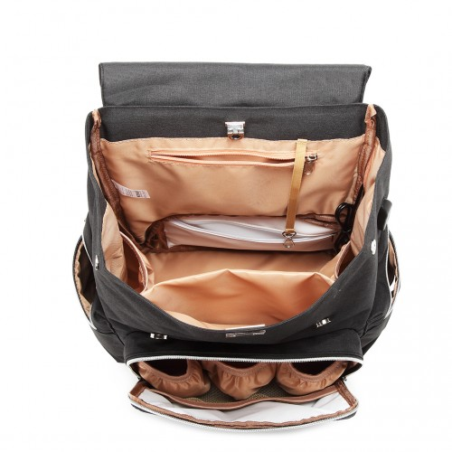 Kono Travel Baby Changing Backpack with USB Charging Port - Black | Spacious & Durable Diaper Bag for Traveling Parents