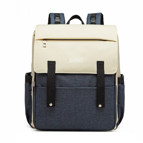Kono Multi Compartment Baby Changing Backpack with USB Connectivity - Navy