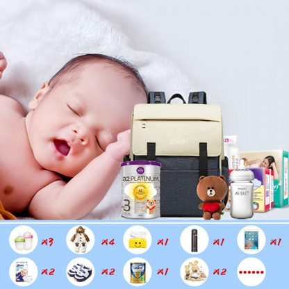 Kono Multi Compartment Baby Changing Backpack with USB Connectivity - Navy