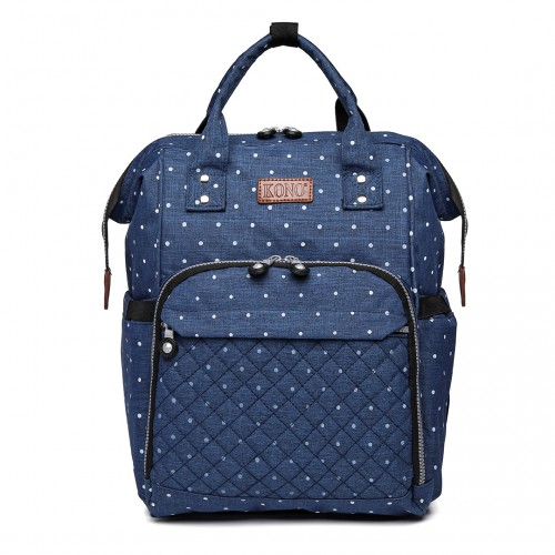 Kono Wide Open Baby Diaper Changing Backpack Dot - Navy | Versatile & Spacious