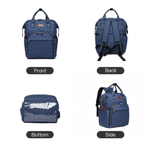 Kono Wide Open Baby Diaper Changing Backpack Dot - Navy | Versatile & Spacious
