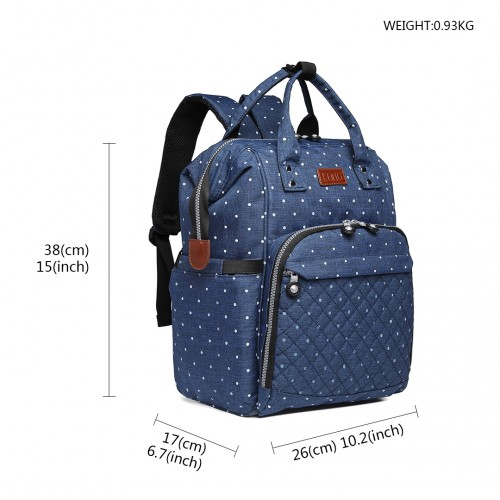 Kono Wide Open Baby Diaper Changing Backpack Dot - Navy | Versatile & Spacious