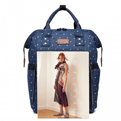Kono Wide Open Baby Diaper Changing Backpack Dot - Navy | Versatile & Spacious