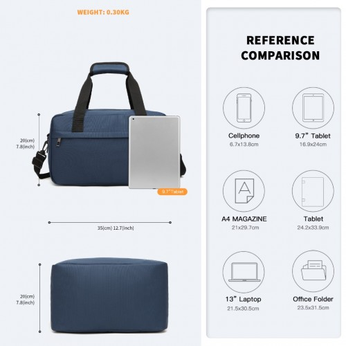 Kono Lightweight Multi Purpose Unisex Sports Travel Duffel Bag - Navy