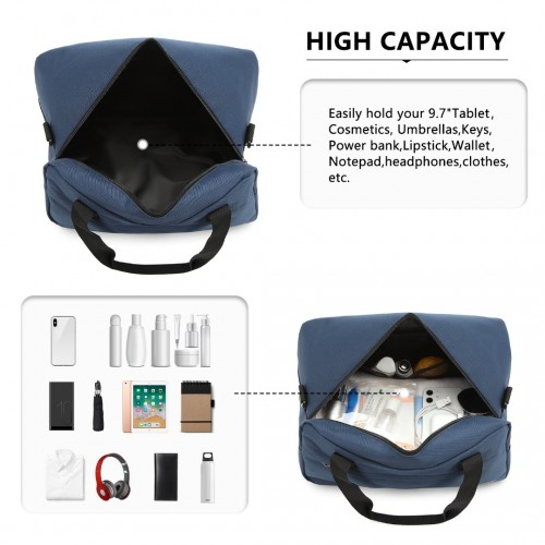 Kono Lightweight Multi Purpose Unisex Sports Travel Duffel Bag - Navy