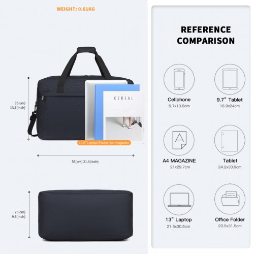 Kono Lightweight Multi Purpose Unisex Sports Travel Duffel Bag - Dark Blue