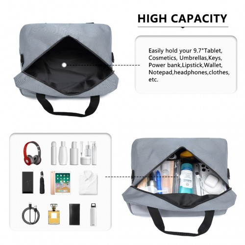 Kono Lightweight Multi Purpose Unisex Sports Travel Duffel Bag - Light Grey