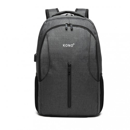 Kono Large Backpack with USB Charging Interface - Grey | E6904