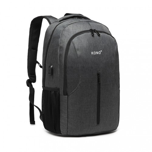 Kono Large Backpack with USB Charging Interface - Grey | E6904