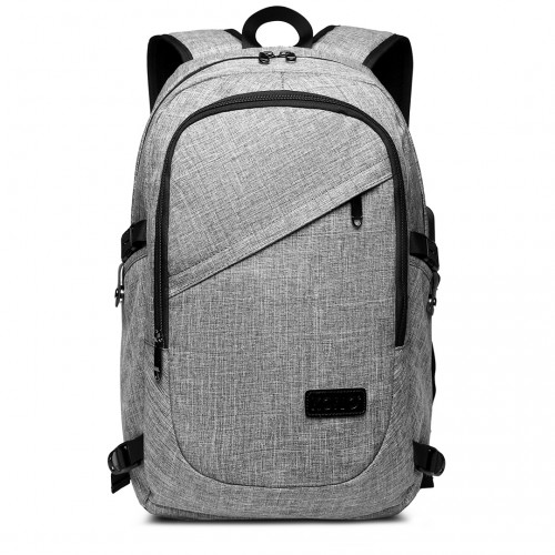Kono Business Laptop Backpack - Grey | USB Charging Port | Fits 15.6" Laptops
