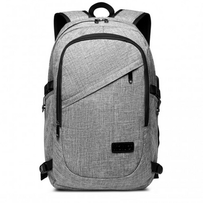 Kono Business Laptop Backpack - Grey | USB Charging Port | Fits 15.6" Laptops