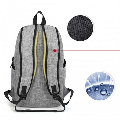 Kono Business Laptop Backpack - Grey | USB Charging Port | Fits 15.6" Laptops