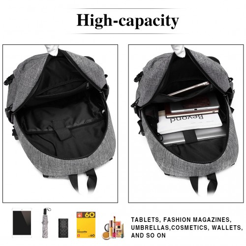 Kono Business Laptop Backpack - Grey | USB Charging Port | Fits 15.6" Laptops