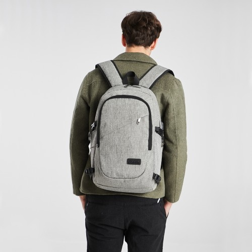 Kono Business Laptop Backpack - Grey | USB Charging Port | Fits 15.6" Laptops