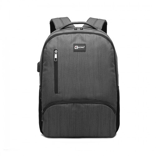 Kono Multi Compartment Backpack with USB Connectivity - Grey | Stylish & Functional, Ideal for Everyday Use
