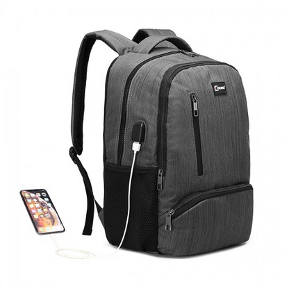 Kono Multi Compartment Backpack with USB Connectivity - Grey | Stylish & Functional, Ideal for Everyday Use