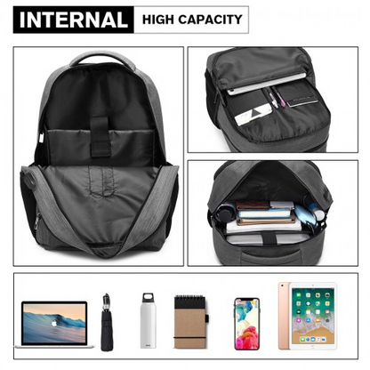 Kono Multi Compartment Backpack with USB Connectivity - Grey | Stylish & Functional, Ideal for Everyday Use