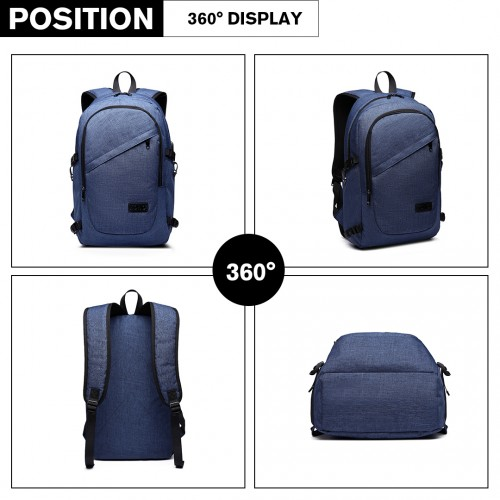 Kono Business Laptop Backpack with USB Charging Port – Navy Blue | E6715