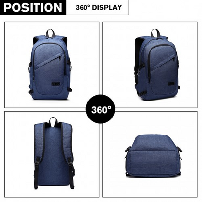 Kono Business Laptop Backpack with USB Charging Port – Navy Blue | E6715