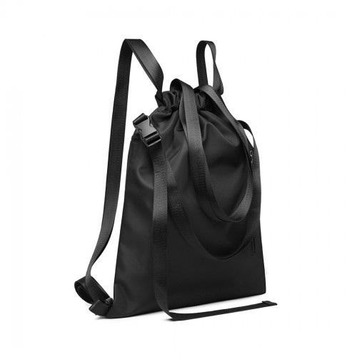 Kono Nylon Multi Way Drawstring Backpack Shoulder Bag - Black | Versatile and Stylish