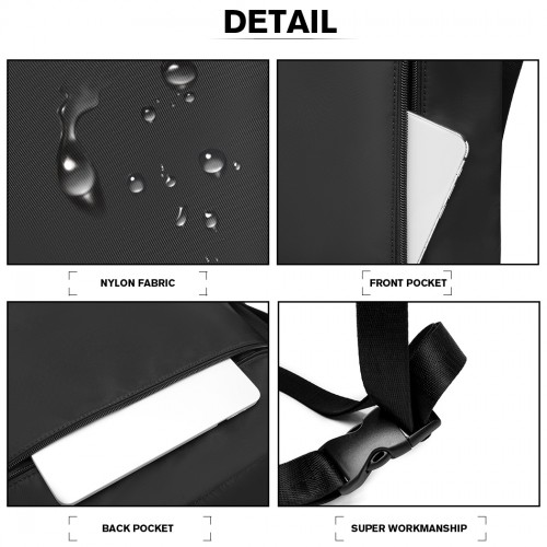 Kono Nylon Multi Way Drawstring Backpack Shoulder Bag - Black | Versatile and Stylish