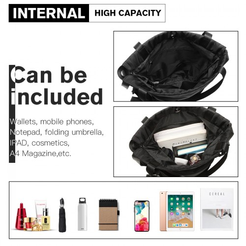 Kono Nylon Multi Way Drawstring Backpack Shoulder Bag - Black | Versatile and Stylish