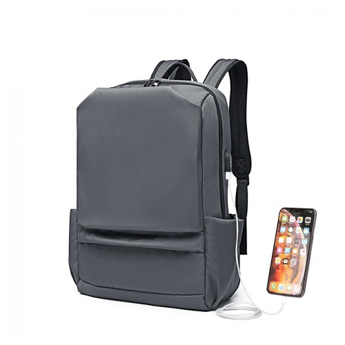 Kono Water Resistant Travel Backpack with USB Charging Port - Grey