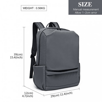 Kono Water Resistant Travel Backpack with USB Charging Port - Grey