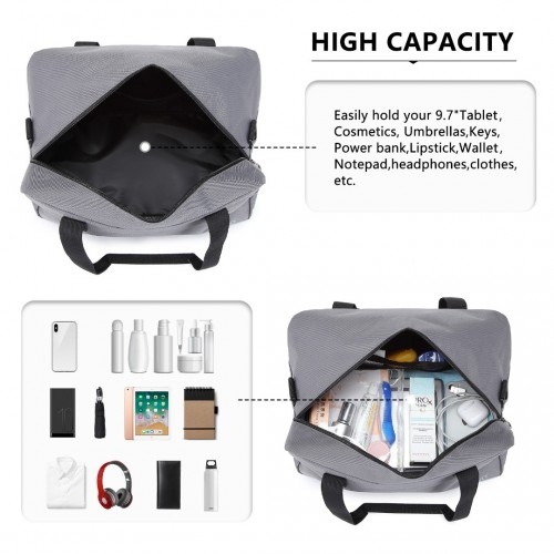 Kono Lightweight Multi Purpose Unisex Sports Travel Duffel Bag - Grey