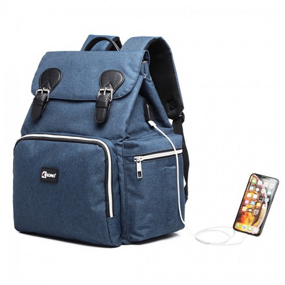 Kono Travel Baby Changing Backpack with USB Charging Interface - Navy
