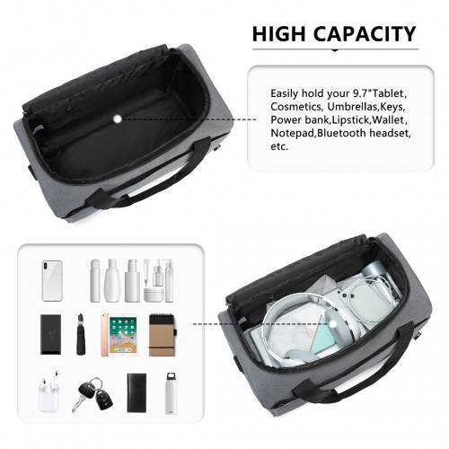 Kono Structured Travel Duffle Bag - Grey | Premium Quality, Water Resistant, Spacious, Versatile