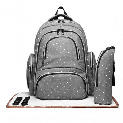 Kono Large Capacity Multi-Function Baby Diaper Backpack - Polka Dot Grey