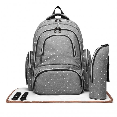 Kono Large Capacity Multi-Function Baby Diaper Backpack - Polka Dot Grey