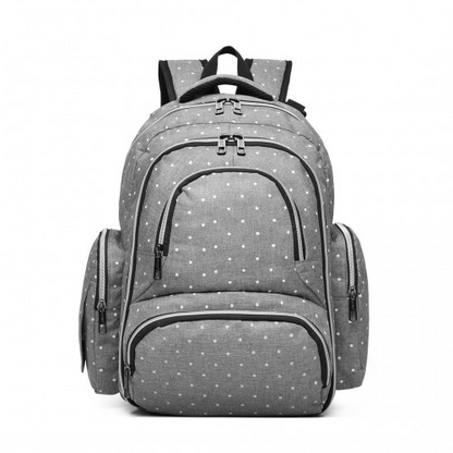 Kono Large Capacity Multi-Function Baby Diaper Backpack - Polka Dot Grey