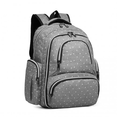 Kono Large Capacity Multi-Function Baby Diaper Backpack - Polka Dot Grey