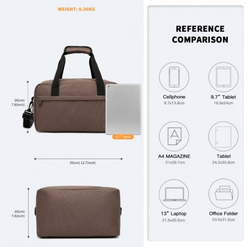 Kono Lightweight Multi Purpose Unisex Sports Travel Duffel Bag - Brown