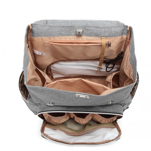 Kono Travel Baby Changing Backpack with USB Charging Interface - Grey