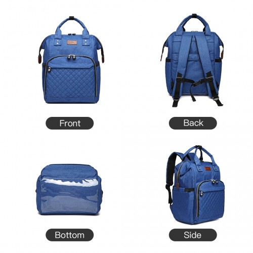 Kono Wide Open Baby Diaper Changing Backpack - Blue | Stylish & Versatile Baby Bag