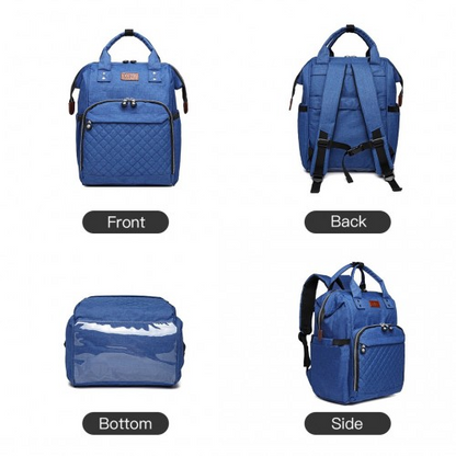 Kono Wide Open Baby Diaper Changing Backpack - Blue | Stylish & Versatile Baby Bag