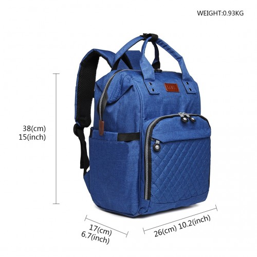 Kono Wide Open Baby Diaper Changing Backpack - Blue | Stylish & Versatile Baby Bag