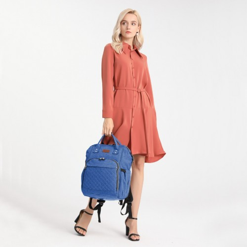 Kono Wide Open Baby Diaper Changing Backpack - Blue | Stylish & Versatile Baby Bag